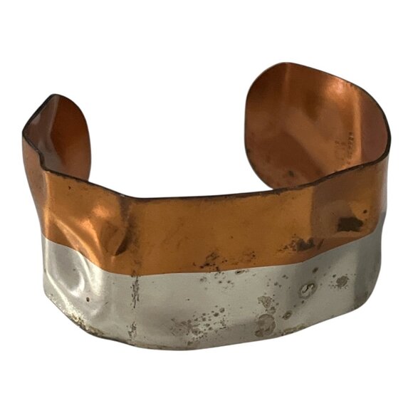 Vintage Copper and Silver-Tone Mixed Metal Cuff Bracelet - Picture 1 of 5